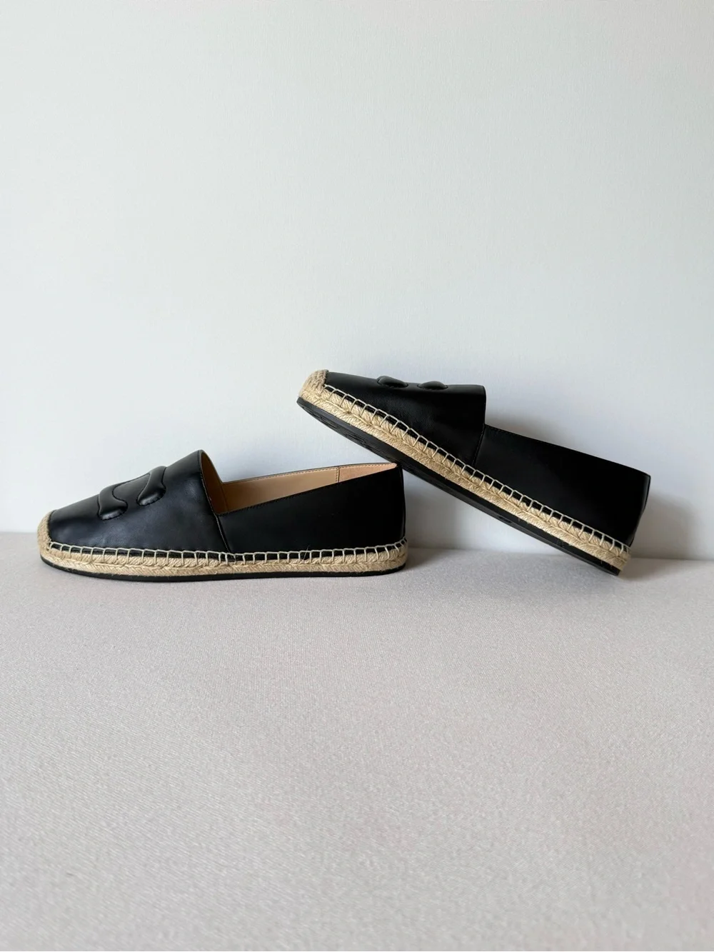 Coach Cruz Espadrille Leather Loafer Black CR848 Size 7